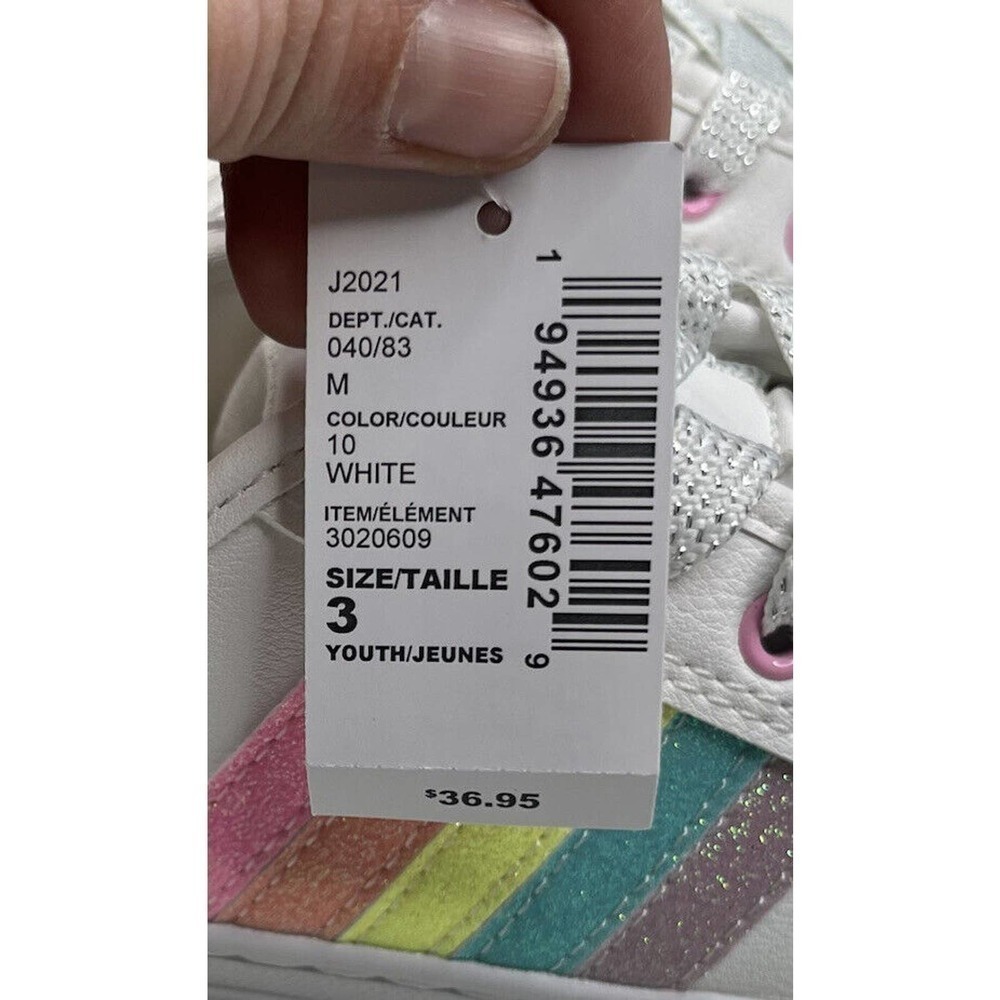 NEW The Children’s Place Rainbow Sneakers Size 3 Girls White Lace Up - Picture 7 of 10